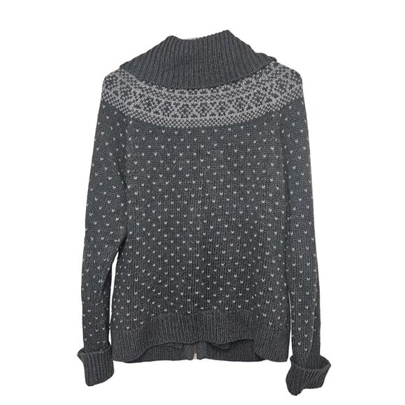 Talbots Women Cardigan XL Petite Fair Isle Full Zip Wool Blend Ski Grandmacore - Picture 4 of 8